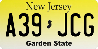 NJ license plate A39JCG