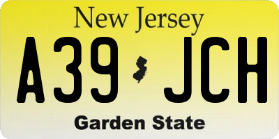 NJ license plate A39JCH