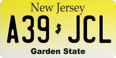 NJ license plate A39JCL