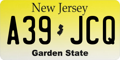 NJ license plate A39JCQ