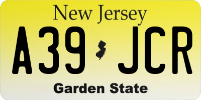 NJ license plate A39JCR