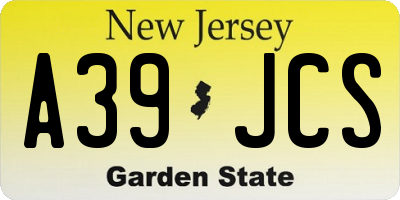NJ license plate A39JCS