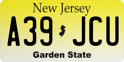 NJ license plate A39JCU