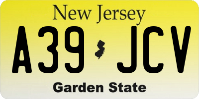 NJ license plate A39JCV