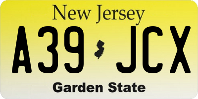 NJ license plate A39JCX