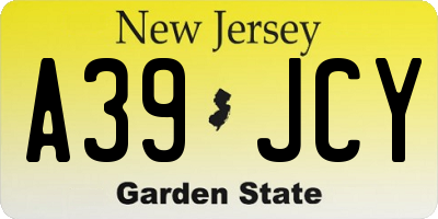 NJ license plate A39JCY