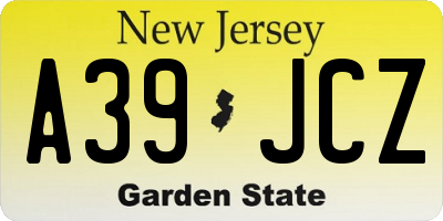 NJ license plate A39JCZ