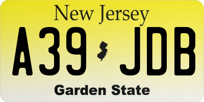 NJ license plate A39JDB