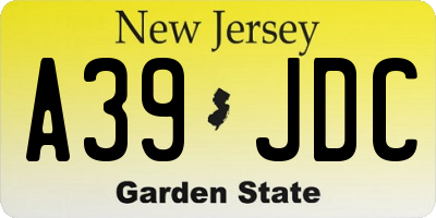 NJ license plate A39JDC