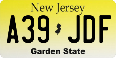 NJ license plate A39JDF