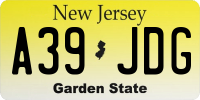 NJ license plate A39JDG