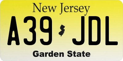 NJ license plate A39JDL