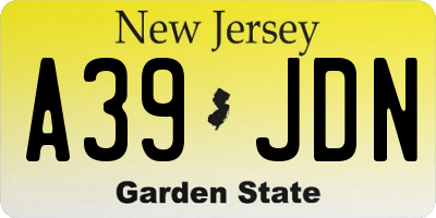 NJ license plate A39JDN