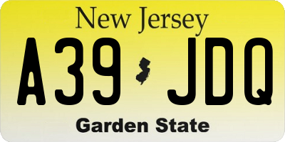NJ license plate A39JDQ