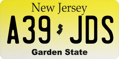 NJ license plate A39JDS