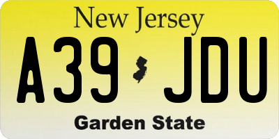NJ license plate A39JDU