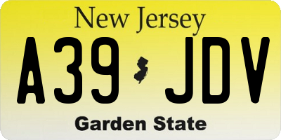NJ license plate A39JDV