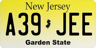 NJ license plate A39JEE