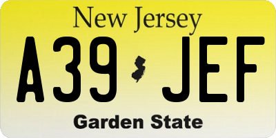 NJ license plate A39JEF