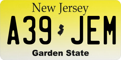 NJ license plate A39JEM