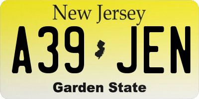 NJ license plate A39JEN