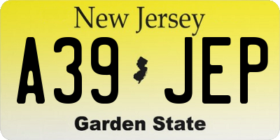 NJ license plate A39JEP