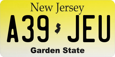 NJ license plate A39JEU
