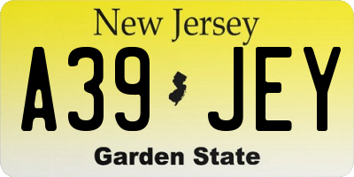 NJ license plate A39JEY