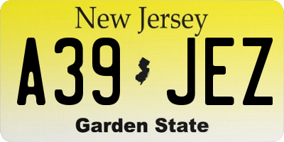 NJ license plate A39JEZ