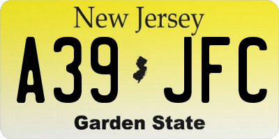 NJ license plate A39JFC