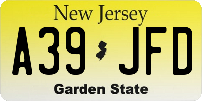 NJ license plate A39JFD