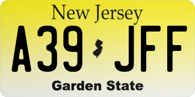 NJ license plate A39JFF