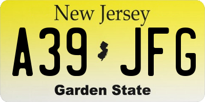 NJ license plate A39JFG