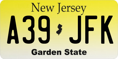 NJ license plate A39JFK
