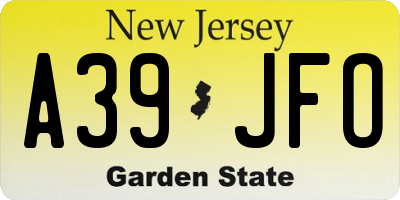 NJ license plate A39JFO
