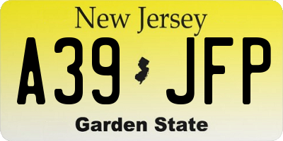 NJ license plate A39JFP
