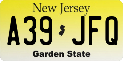 NJ license plate A39JFQ