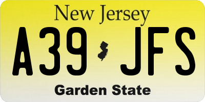 NJ license plate A39JFS