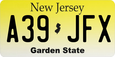 NJ license plate A39JFX