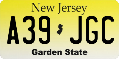NJ license plate A39JGC