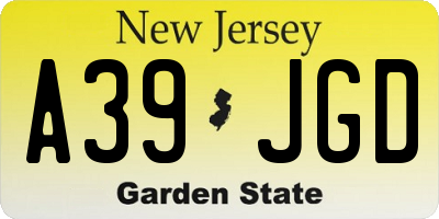 NJ license plate A39JGD