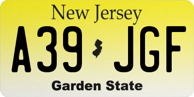 NJ license plate A39JGF
