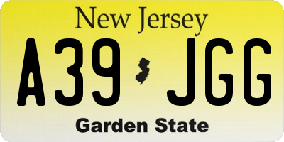 NJ license plate A39JGG