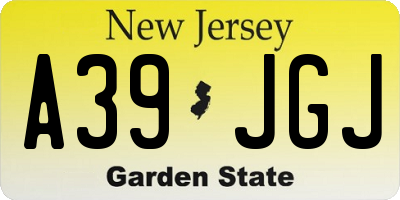 NJ license plate A39JGJ