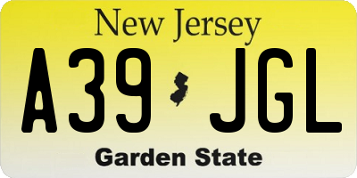 NJ license plate A39JGL
