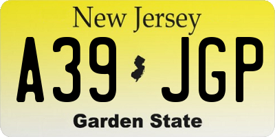 NJ license plate A39JGP