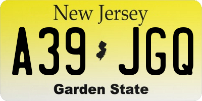 NJ license plate A39JGQ
