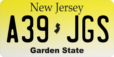 NJ license plate A39JGS