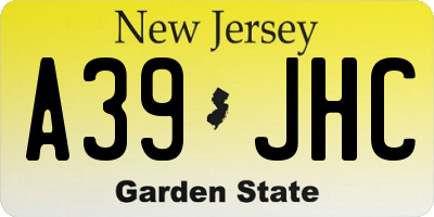 NJ license plate A39JHC