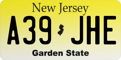 NJ license plate A39JHE